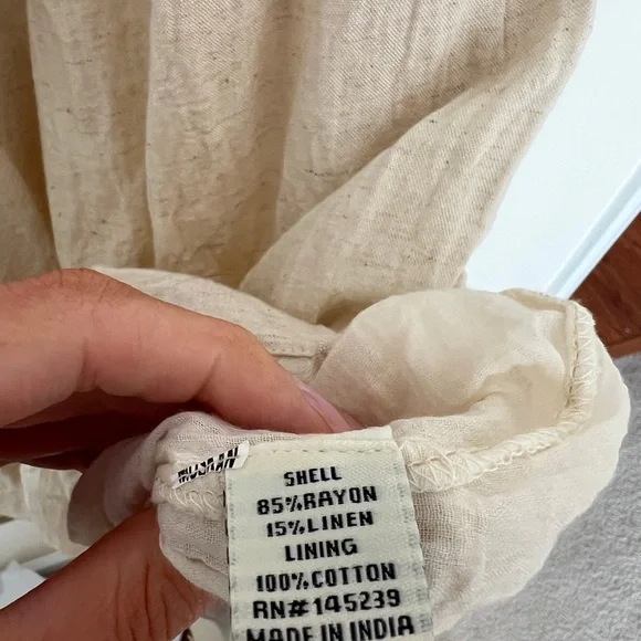 Boho Cream Maxi Sundress with Puff Sleeves - Picture 3 of 3